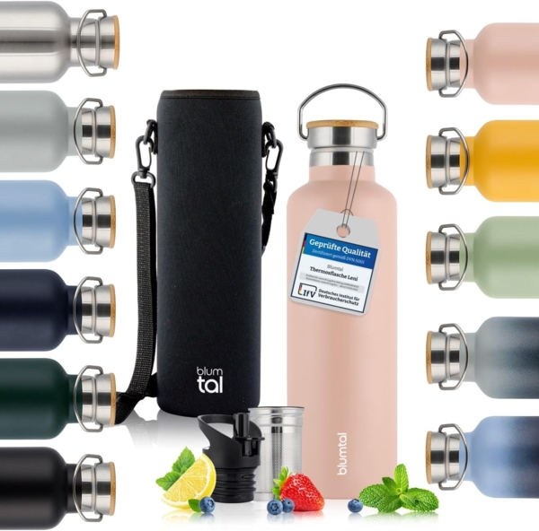 Blumtal Thermoflasche Thermosflasche 1L - doppelwandige Flasche Edelstahl 1L - BPA frei