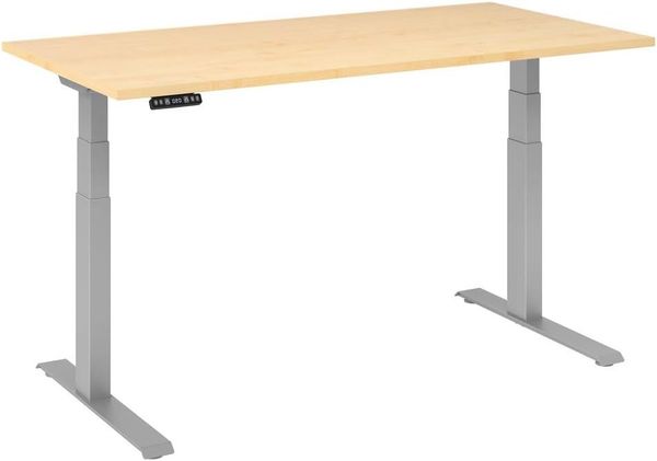 Sitz-Steh-Schreibtisch elektrisch 160x80 cm Ahorn/Silber