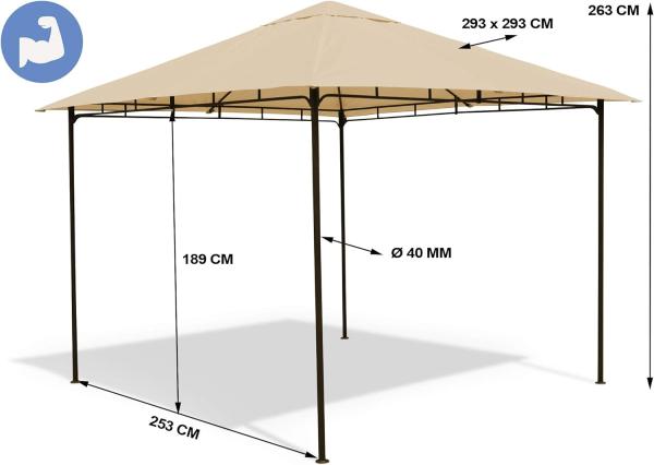 GRASEKAMP Qualität seit 1972 Pavillon Rimini Flex 3x3 m Beige Party Zelt Antik Garten Bild 2