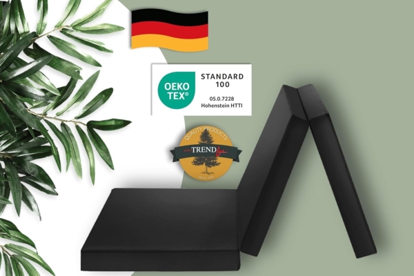 Badenia Trendline faltbare Gästematratze, mit Mikrofaserbezug, 196x65 cm Liegefläche, schwarz Bild 2