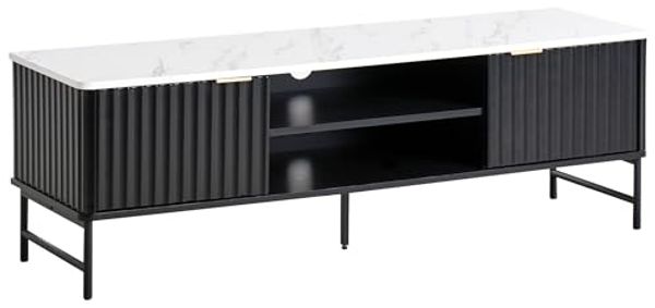 TV-Möbel GLASTONBURY Marmor Optik Schwarz