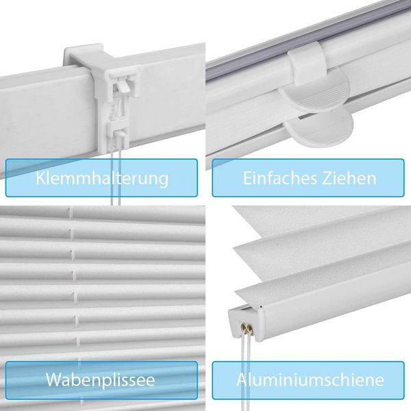 Sekey Plissee ohne Bohren 70x130cm, weiß Bild 3