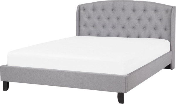 Polsterbett 'BORDEAUX' Leinenoptik mit Lattenrost Grau 160x200 cm