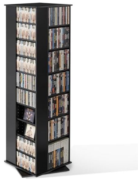 VEVOR DVD-Drehregal mit 34 Fächern, Einstellbares Medienregal Standregal 475 x 475 x 1636 mm, Platzsparendes Aufbewahrungsregal für CDs DVDs Bücher Spiele-Discs, Wohnzimmer Homeoffice, Schwarz