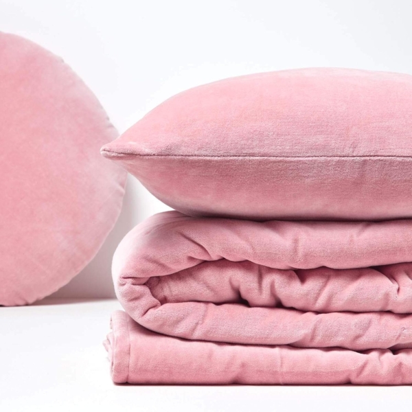 Plaid Wattierte Tagesdecke aus Samt, rosa, 125 x 150 cm, Homescapes Bild 5