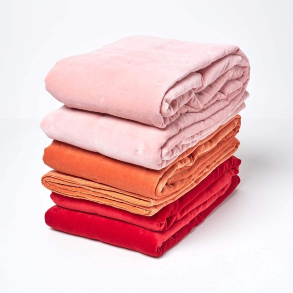 Plaid Wattierte Tagesdecke aus Samt, rosa, 125 x 150 cm, Homescapes Bild 6