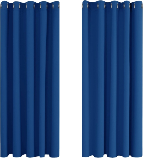 Deconovo Blickdichte Gardinen Vorhang Blickdicht Kälteschutzvorhang Blickdicht, 138x168 cm(HöhexBreite), Königsblau, 2er Set