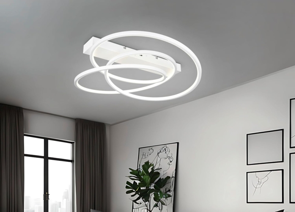 Moderne dimmbare LED Deckenleuchte DARVIN in Weiß, Breite 64cm Bild 4
