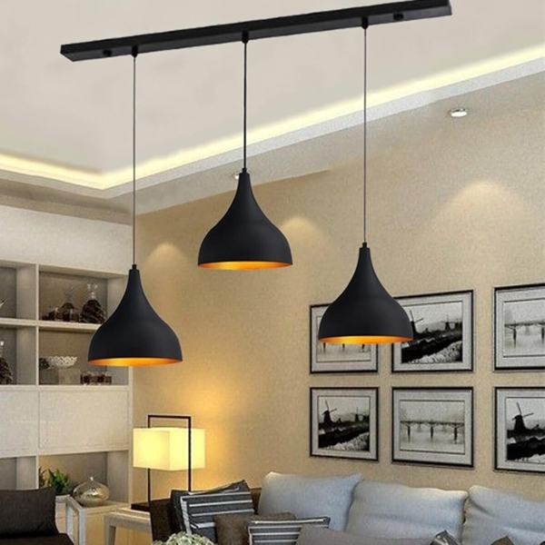 Bamyum Pendelleuchte Bamyum Pendelleuchte Schwarz, Adash, 3 Flammige Metall Ø26 cm Lampe, ohne Leuchtmittel