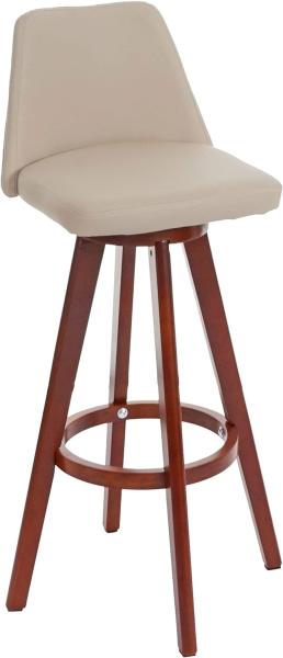 Barhocker HWC-C43, Barstuhl Tresenhocker, Holz Kunstleder drehbar ~ creme