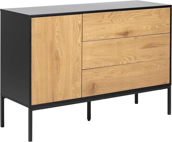 Sideboard SEAFORD Wildeiche Look Metall mattschwarz 3-türig