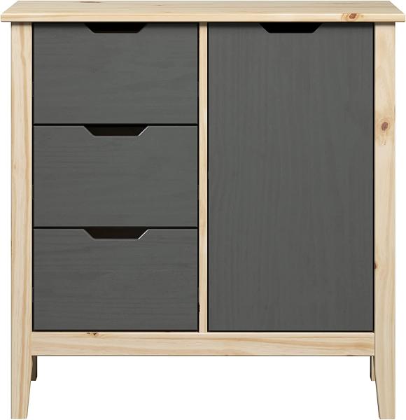 Kommode Latera in Massivholz Kiefer grau lackiert 78 cm