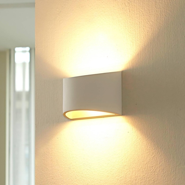 Lindby Wandleuchte Heiko, Gips Weiß IP20, 1 x 5 W LED