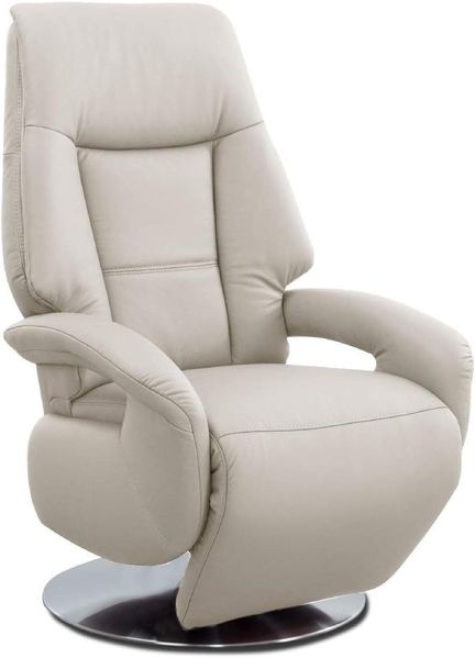 Cavadore Ledersessel Edinburgh / Fernsehsessel mit manuell verstellbarer Relaxfunktion / 74 x 114 x 77 / Echtleder: weiß