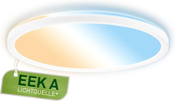 BRILONER - EEK A LED Panel Effizient mit 11W bei 2400lm, ca. 50.000h Licht, flach, CCT, indirektes Licht, LED Lampe, Deckenleuchte, Wohnzimmerlampe, Deckenlampe, Flurlampe, 29,3x3 cm, Weiß
