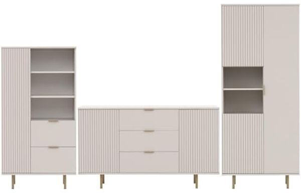 Marmex Möbel Wohnzimmer-Set NUBIA SET 09 Wohnzimmer-Set Regal Kommode Standregal, (3-St)