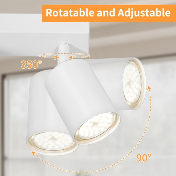 Dehobo Led Deckenstrahler Schwenkbar 350° Deckenstrahler 4 Flammig Deckenleuchte GU10 LED Wandstrahler Weiß Spotlight Lampe Deckenlampe für Wohnzimmer Schlafzimmer Küche Bild 3