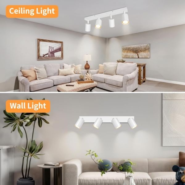 Dehobo Led Deckenstrahler Schwenkbar 350° Deckenstrahler 4 Flammig Deckenleuchte GU10 LED Wandstrahler Weiß Spotlight Lampe Deckenlampe für Wohnzimmer Schlafzimmer Küche Bild 5