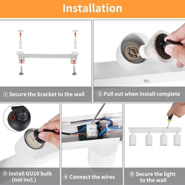 Dehobo Led Deckenstrahler Schwenkbar 350° Deckenstrahler 4 Flammig Deckenleuchte GU10 LED Wandstrahler Weiß Spotlight Lampe Deckenlampe für Wohnzimmer Schlafzimmer Küche Bild 6