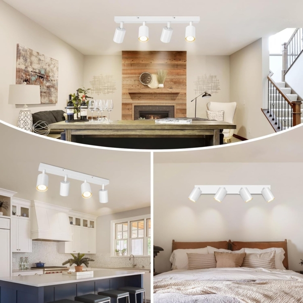 Dehobo Led Deckenstrahler Schwenkbar 350° Deckenstrahler 4 Flammig Deckenleuchte GU10 LED Wandstrahler Weiß Spotlight Lampe Deckenlampe für Wohnzimmer Schlafzimmer Küche Bild 7