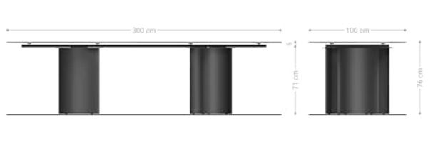 Esstisch Edge 300x100 Keramik Calacatta Luxe Weiß-Gold-Grau Troa Metall Schwarz Bild 3