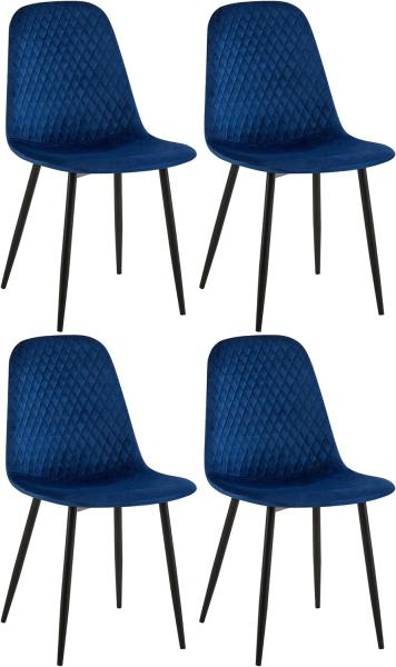 4er Set Stühle Giverny Samt (Farbe: blau)