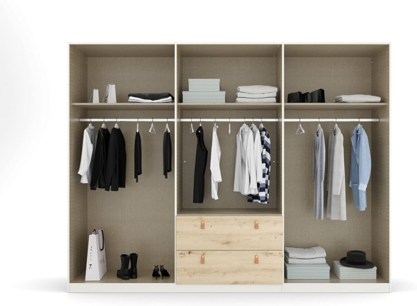 Rauch Möbel Homey by Quadra Spin Schrank Drehtürenschrank, Grau, 6-trg, inkl. 3 Kleiderstangen, 3 Einlegeböden, 2 Schubkästen, BxHxT 271 x 210 x 54 cm Bild 15