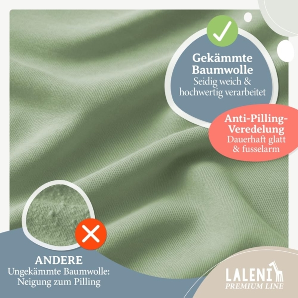 Laleni Premium Spannbettlaken Stubenwagen rechteckig 42x81 cm - Oeko-Tex Zertifiziert, 100% Baumwolle, atmungsaktives Spannbetttuch Jersey Baby, 150 g/m², Summer Green - Grün Bild 3