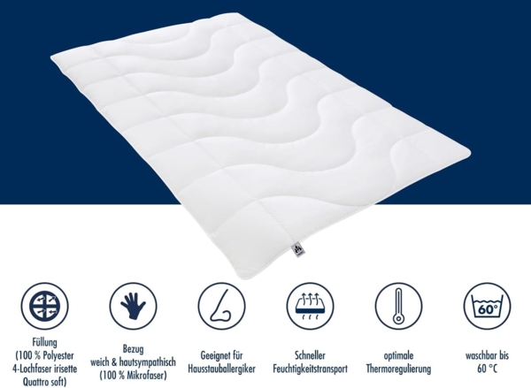 Badenia Bettcomfort Irisette Micro Thermo Sommerdecke Steppbett aus weicher und atmungsaktiver Microfaser für den Sommer, 155x220 cm Bild 6