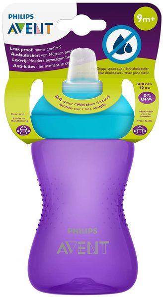 Philips AVENT - SCF802/02 Schnabelbecher mit weichem bissfestem Trinkschnabel Trinkflasche 9 Monat( e) Violett Türkis Junge/Mädchen Drehverschluss Indonesien