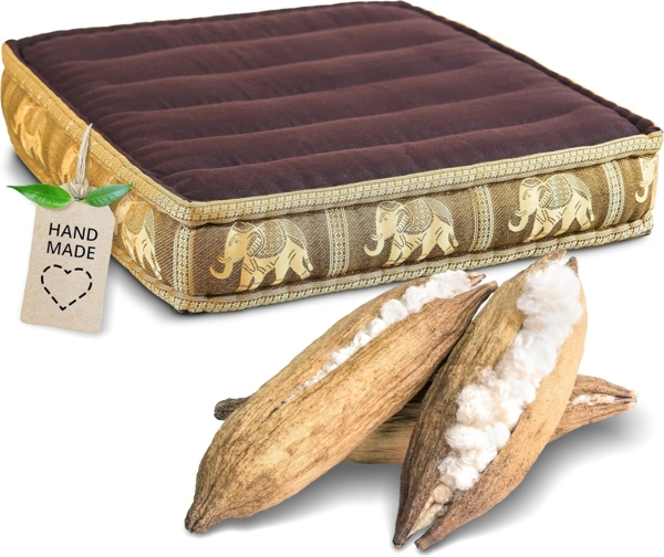 livasia Sitzkissen Bodensitzkissen (Deluxe) vegan und handgefertigt, 50x50x10cm, Kapok Bild 1