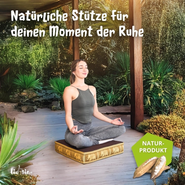 livasia Sitzkissen Bodensitzkissen (Deluxe) vegan und handgefertigt, 50x50x10cm, Kapok Bild 2