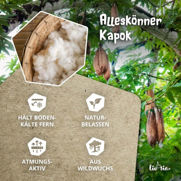 livasia Sitzkissen Bodensitzkissen (Deluxe) vegan und handgefertigt, 50x50x10cm, Kapok Bild 5