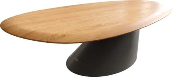 Couchtisch Edge Oval 140x75 cm Eiche Natur Runde Kante Conis Metall Schwarz