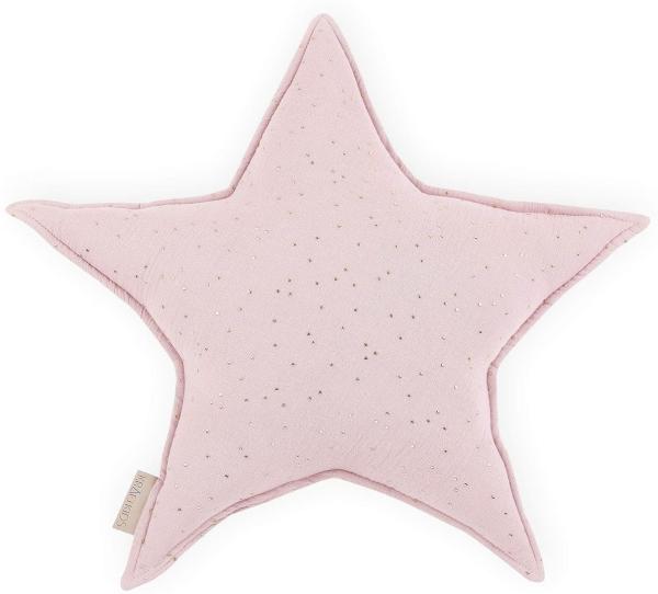 KraftKids Sternkissen Musselin 45 cm goldene Punkte Rosa