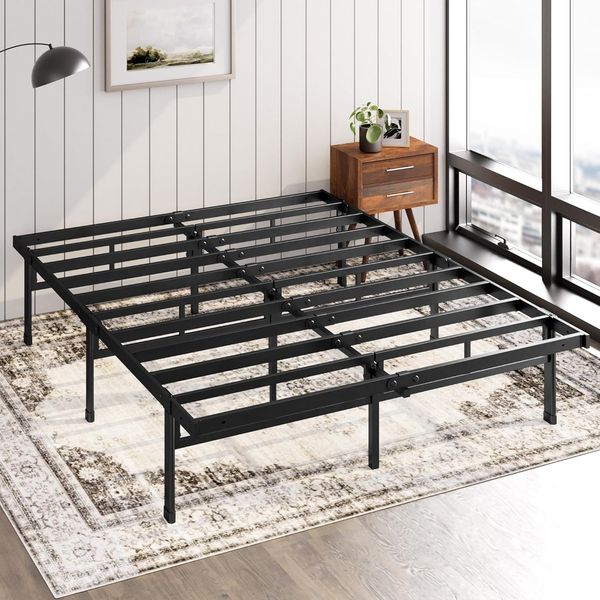 Zinus Justin Bett 180x200 cm – 36 cm Höhe mit Stauraum unter dem Bett – Plattformbett aus Metall – Schwarz