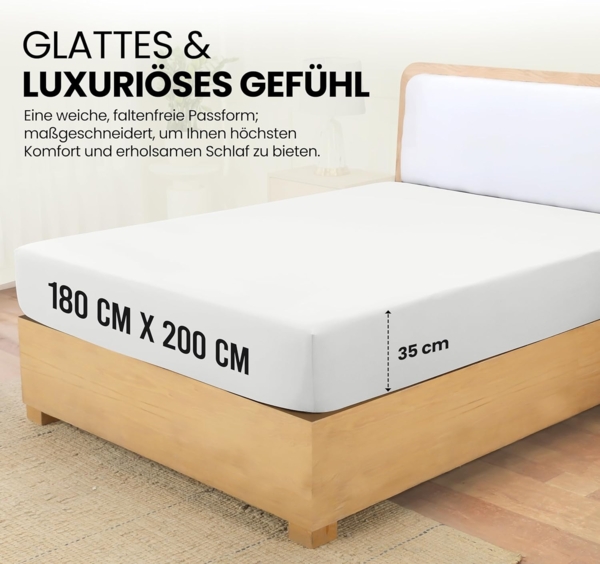Utopia Bedding - Spannbettlaken 180x200 cm - Weiß - Oeko-Tex Zertifiziertes Gebürstete Polyester-Mikrofaser Spannbetttuch - 35 cm Tiefe Tasche Bild 2