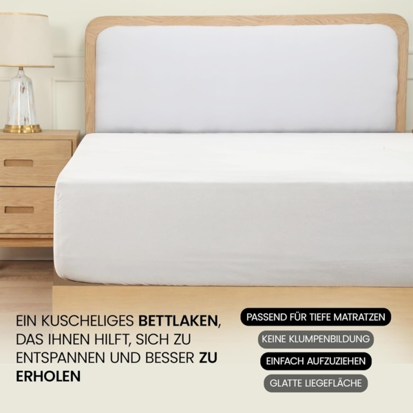 Utopia Bedding - Spannbettlaken 180x200 cm - Weiß - Oeko-Tex Zertifiziertes Gebürstete Polyester-Mikrofaser Spannbetttuch - 35 cm Tiefe Tasche Bild 6