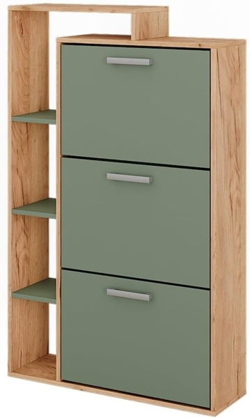 Schuhkipper Orlando Goldkraft Eiche/Grün 80 x 128.3 cm mit 3 Fächern Vicco