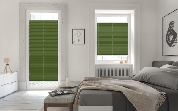 Lichtblick Sonnenschutzsysteme GmbH Verdunklungsplissee Helsingborg 60 cm x 100 cm (BxL) Grün Verdunkelnd mit Thermofunktion; einfache Installation mit Klemmträgern; verspannt Bild 3