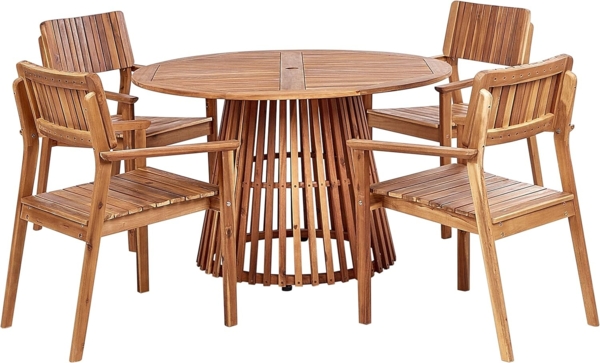 Tisch mit Stühlen AGELLO Akazienholz 120x120x75 cm Heller Holzfarbton