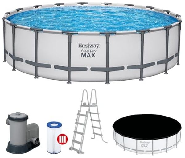 Steel Pro MAX™ Frame Pool Komplett-Set mit Filterpumpe Ø 549 x 132 cm, lichtgrau, rund