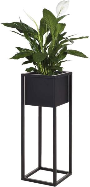 H&S Collection Blumentopf mit Ständer Metall Schwarz 60 cm 424175