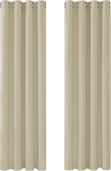 Deconovo Vorhang Blickdicht Verdunkelungsvorhang Gardine Wohnzimmer Thermogardine Kälteschutz Ösen, 245x140 cm(HöhexBreite), Beige, 2er Set Bild 9