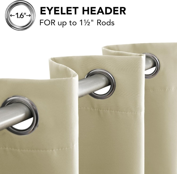 Deconovo Vorhang Blickdicht Verdunkelungsvorhang Gardine Wohnzimmer Thermogardine Kälteschutz Ösen, 245x140 cm(HöhexBreite), Beige, 2er Set Bild 7