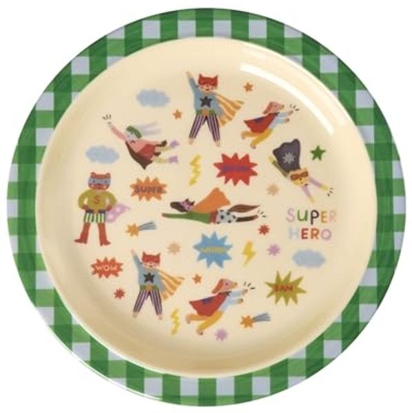 rice Teller Rice Melamin Flacher Kinderteller - Super Hero Grün 350ml, (1 St)