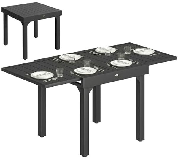 Outsunny Gartentisch mit Lamellenplatte (Balkontisch, 1-St, Aluminium Esstisch), für Garten, Terrasse Balkon Schwarz