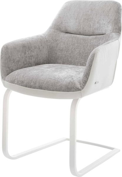 Freischwinger Pejo-Flex Materialmix Echtleder Weiß-Silbergrau Freischwinger flach Weiß Taschenfederkern