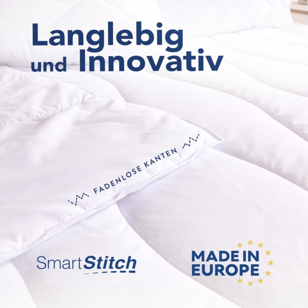 John Cotton New Way Bettdecke 200x200 cm - Leichte Steppdecke für Sommer | Super Weiche & Atmungsaktive Allergiker Sommerdecke | Oeko-Test Zertifiziert Decke | 200x200 Dünne Decken | Bettdecken | Weiß Bild 5