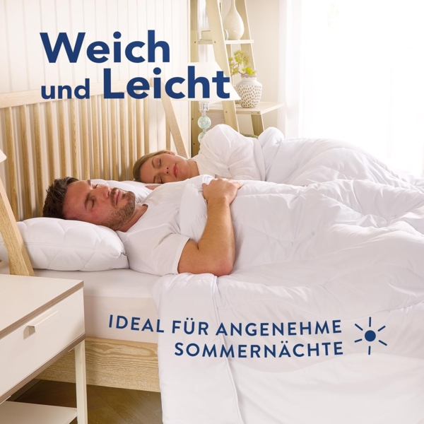 John Cotton New Way Bettdecke 200x200 cm - Leichte Steppdecke für Sommer | Super Weiche & Atmungsaktive Allergiker Sommerdecke | Oeko-Test Zertifiziert Decke | 200x200 Dünne Decken | Bettdecken | Weiß Bild 2